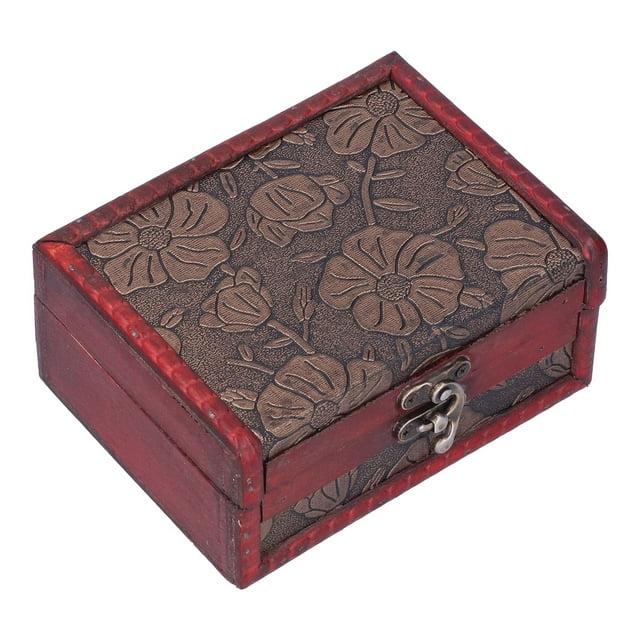 Vintage Jewelry Box, Jewelry Box Sophisticated Workmanship Multifunctional Retro Old Treatment Exquisite Flower Pattern For Storage For Decoration For Props