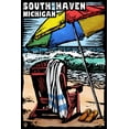 thumbnail image 5 of South Haven, Michigan, Beach Chair, Scratchboard, (12x18 Wrapped Canvas, Wall Decor, Artwork), 5 of 5
