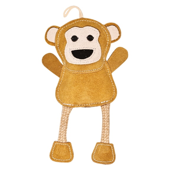PetYupp Leather and Coconut Fiber Monkey Puppy Dog Chew Toy