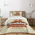 thumbnail image 3 of Ambesonne Retro Quilted Bedspread Set 2 Pcs, Birthday Age Number, Twin Size, Scarlet Brown Eggshell, 3 of 6