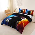 thumbnail image 2 of Erosebridal Soccer Ball Games Kids Queen Duvet Cover Set For Football Lovers,Orange Blue Black Bedding,Reversible Black 3-Piece,No Comforter, 2 of 6