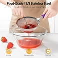 thumbnail image 3 of U-Taste Medium Fine Mesh Strainer: 18/8 Stainless Steel 4.73in 30 Mesh Kitchen Food Sieve with Sturdy Riveted Silicone Handle, Heavy Duty Deep Handheld Metal Colander for Rice, Quinoa (Purple), 3 of 9