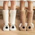 thumbnail image 4 of Women Slipper Socks Non Slip Fluffy Winter Warm Thick Thermal Cozy Cabin Soft Fleece Home Grips Socks Black, 4 of 4