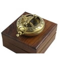 thumbnail image 3 of Marine Sundial Compass With Nautical Solid Wooden Box Vintage Brass Ship Navigate Device Nautical Gift Collection, 3 of 6