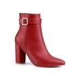 thumbnail image 1 of Unique Bargains Women's Pointed Toe Buckle Decor Zipper Chunky Heel Ankle Boots, 1 of 8
