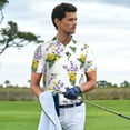 thumbnail image 3 of Honeii Lavender Flowers print Polo Shirt, a classic short-sleeved, button-down golf shirt designed for menMedium, 3 of 6