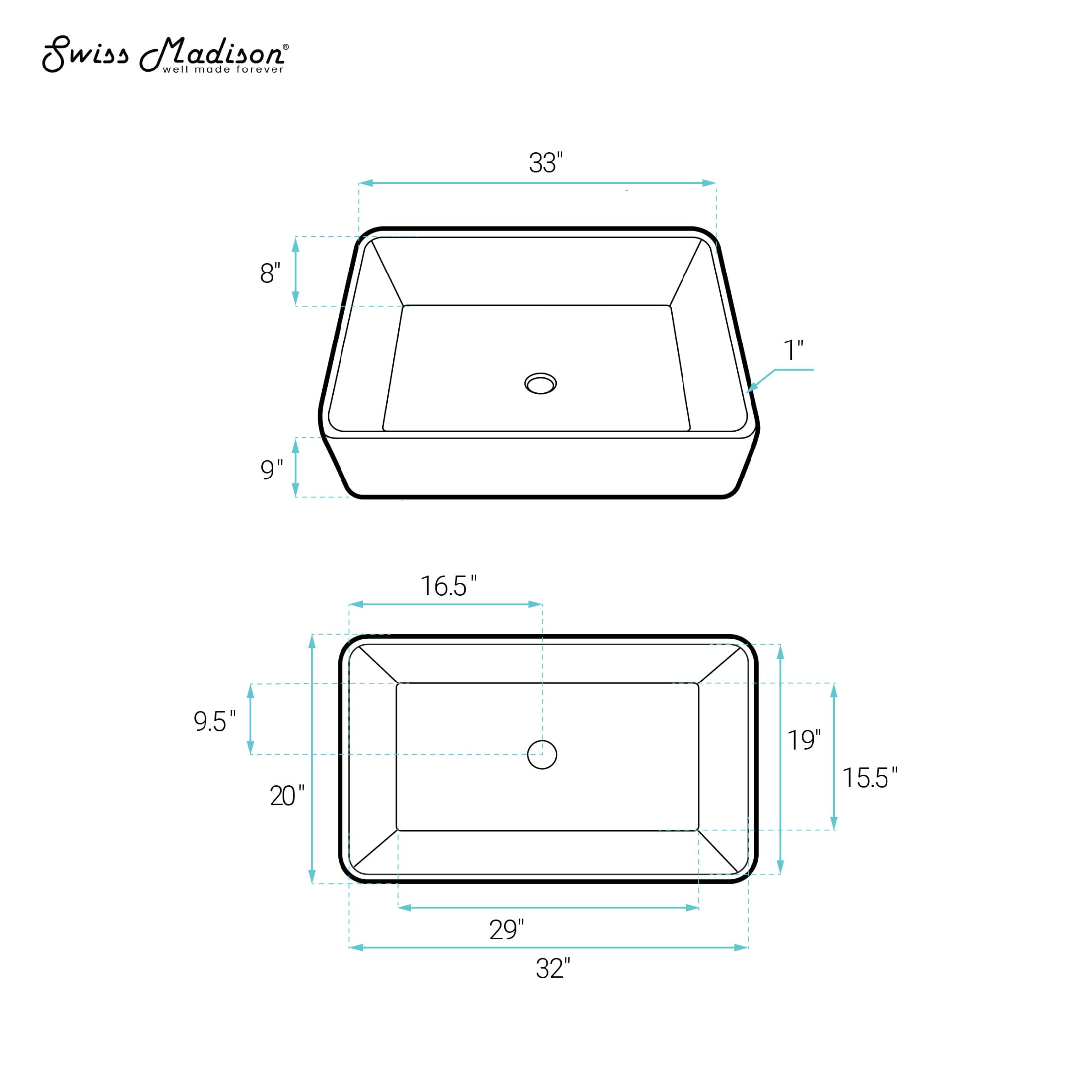 Elegance 33 x 20 Ceramic, Farmhouse Kitchen Sink