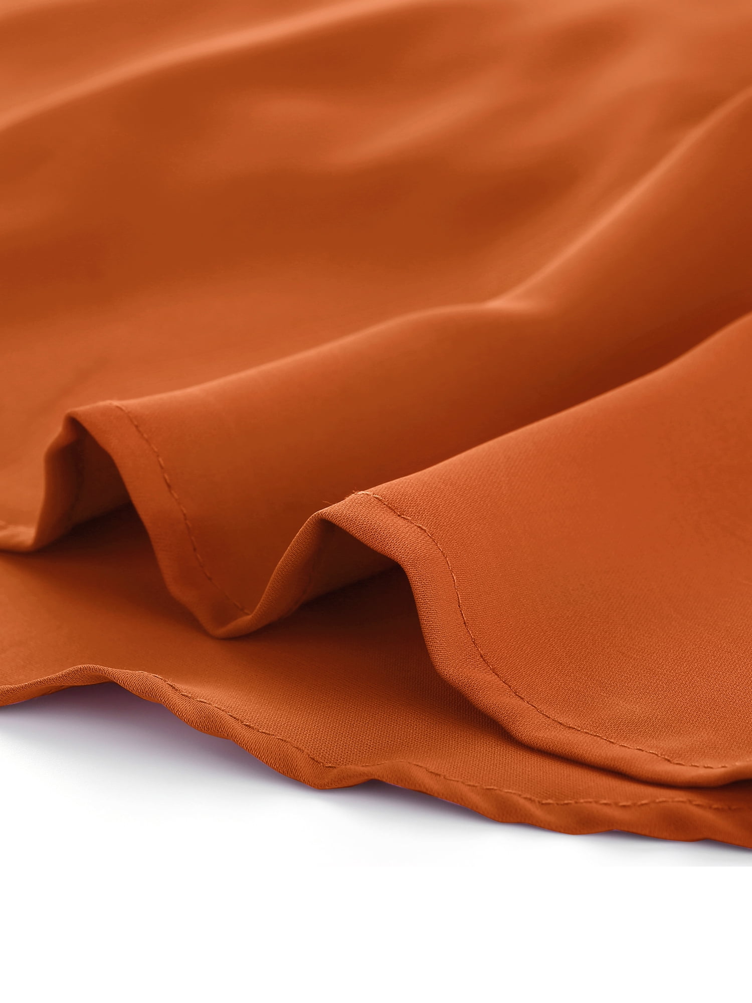 DARING DIVA Women's Ruffled Trim Pleated Plain Blouse Top M Dark Orange