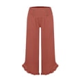 thumbnail image 3 of RUTAYY Women's Pants High Waist Solid Color Casual Loose Fit Drawstring Waistband Asymmetrical Hem Comfortable Trendy Vibrant Trousers, 3 of 5