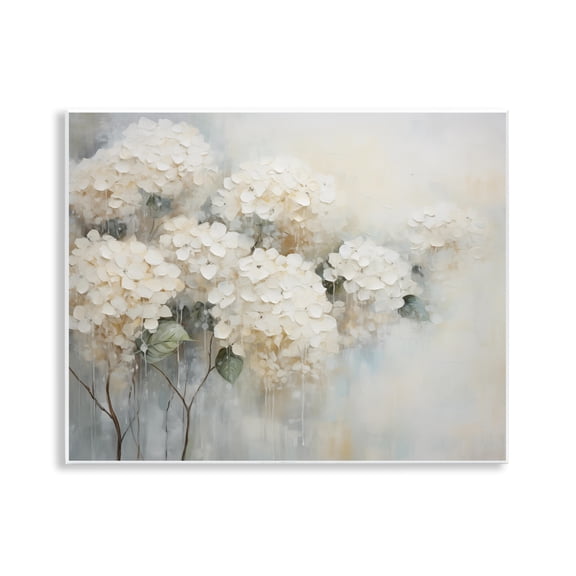Stupell Industries Subtle Fading White Hydrangeas Floral Painting Unframed Art Print Wall Art, 14 x 11