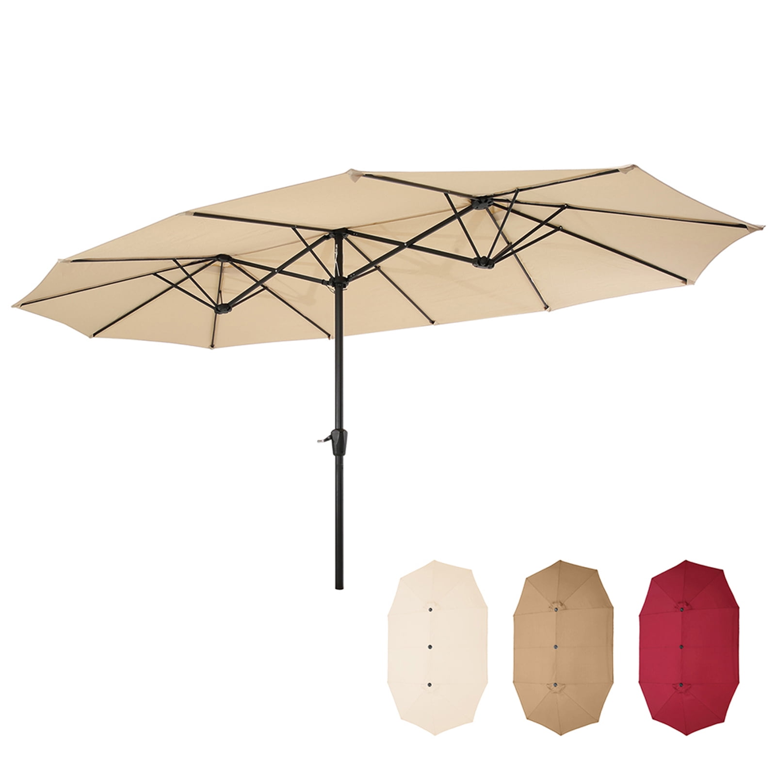 Details about   15x9ft Large Double-Sided Rectangular Outdoor Steel Twin Patio Market Umbrella 