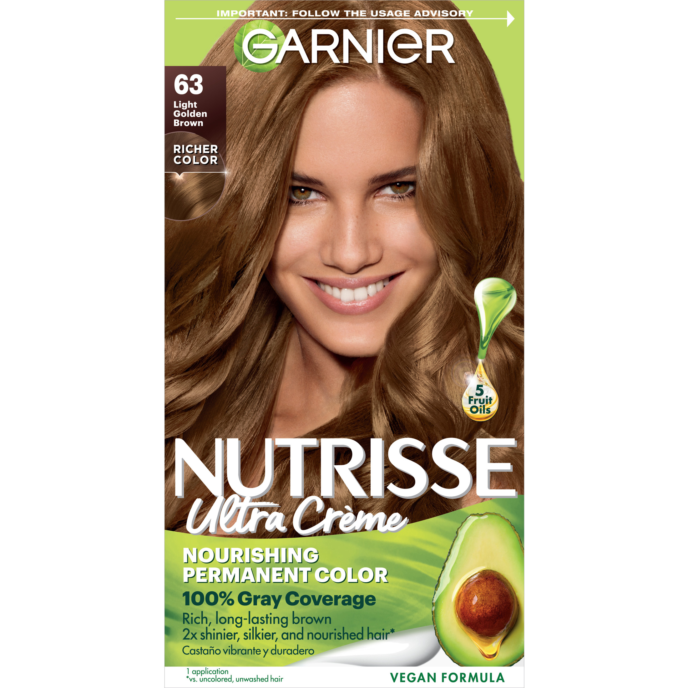 Garnier Nutrisse Nourishing Adult Hair Color Creme, 063 Light Golden Brown Brown Sugar