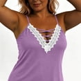 thumbnail image 5 of TEAJOPSUU Women's Plus Size Cami Tops Spaghetti Straps V Neck Sleeveless Tank Tops Trendy Lace Trim Crisscross Front Solid Summer Camisole Shirts Purple, 5 of 7