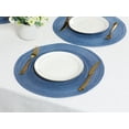 thumbnail image 5 of REGALWOVEN Farmhouse Placemats Set of 6 Woven Placemats for Dining Table Decor Indoor Outdoor Washable Kitchen Table Mat Wipe Clean Dark Blue 15x15in, 5 of 6