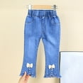 thumbnail image 4 of NAISIBABY Girls Flare Jeans (4-12T), Elastic Waist with Pockets Stretch Comfortable Casual Fashion Denim Pants Light Blue Size 7T, 4 of 9