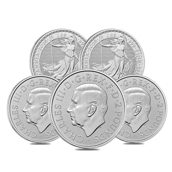Lot of 5 - 2026 Great Britain 1 oz Silver Britannia Coin BU
