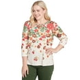 thumbnail image 3 of Alfred Dunner Womens Floral Detailed Neck Top, 3 of 4