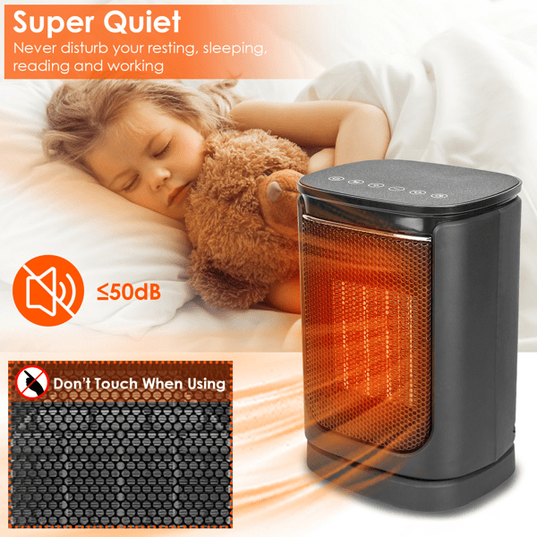 Portable Ceramic Space Heater, 1500W Electric Heater with 90°Oscillation,Remote Control, 12H Timer, Tip‑Over & Overheat Protection for Home Office Dorm