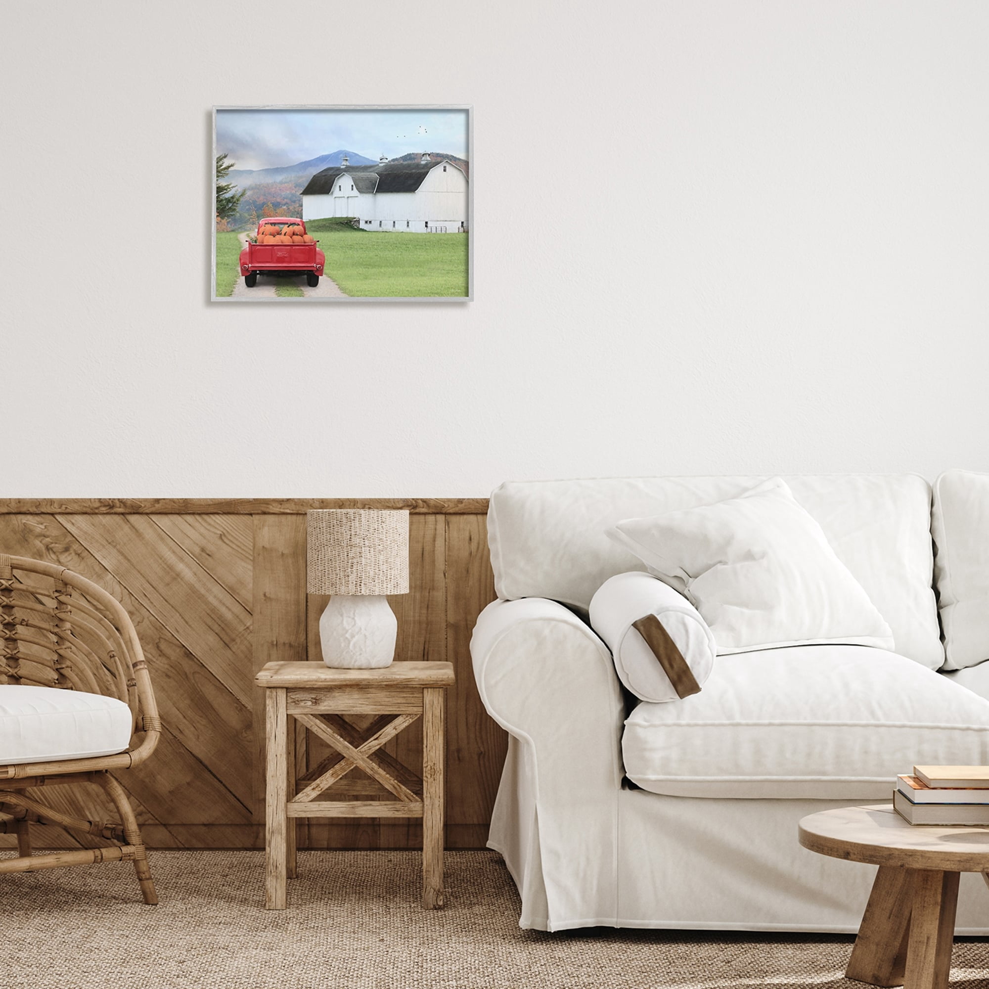 Stupell Industries Pumpkin Truck Driving Countryside Road Farmhouse , 20 x 16, Design by Lori Deiter