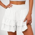 thumbnail image 2 of biudgviw Flowy Shorts for Women Smocked High Waisted Golf Tennis Shorts Ruffle Layered Boho Summer Beach Vacation Shorts, 2 of 6