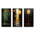 thumbnail image 2 of Designart "Urban Solitude under the Full Moon II" Modern Geometric Framed Wall Art Set Of 3 - Green Abstract Geometric Frame Gallery Wall Set For Home Decor, 2 of 6