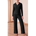 thumbnail image 2 of Daystry Lounge Sets for Women Knit Long Sleeve Tops and Long Pants Soft Comfy Pajamas Set 2 Piece Outfits S-2XL, 2 of 8