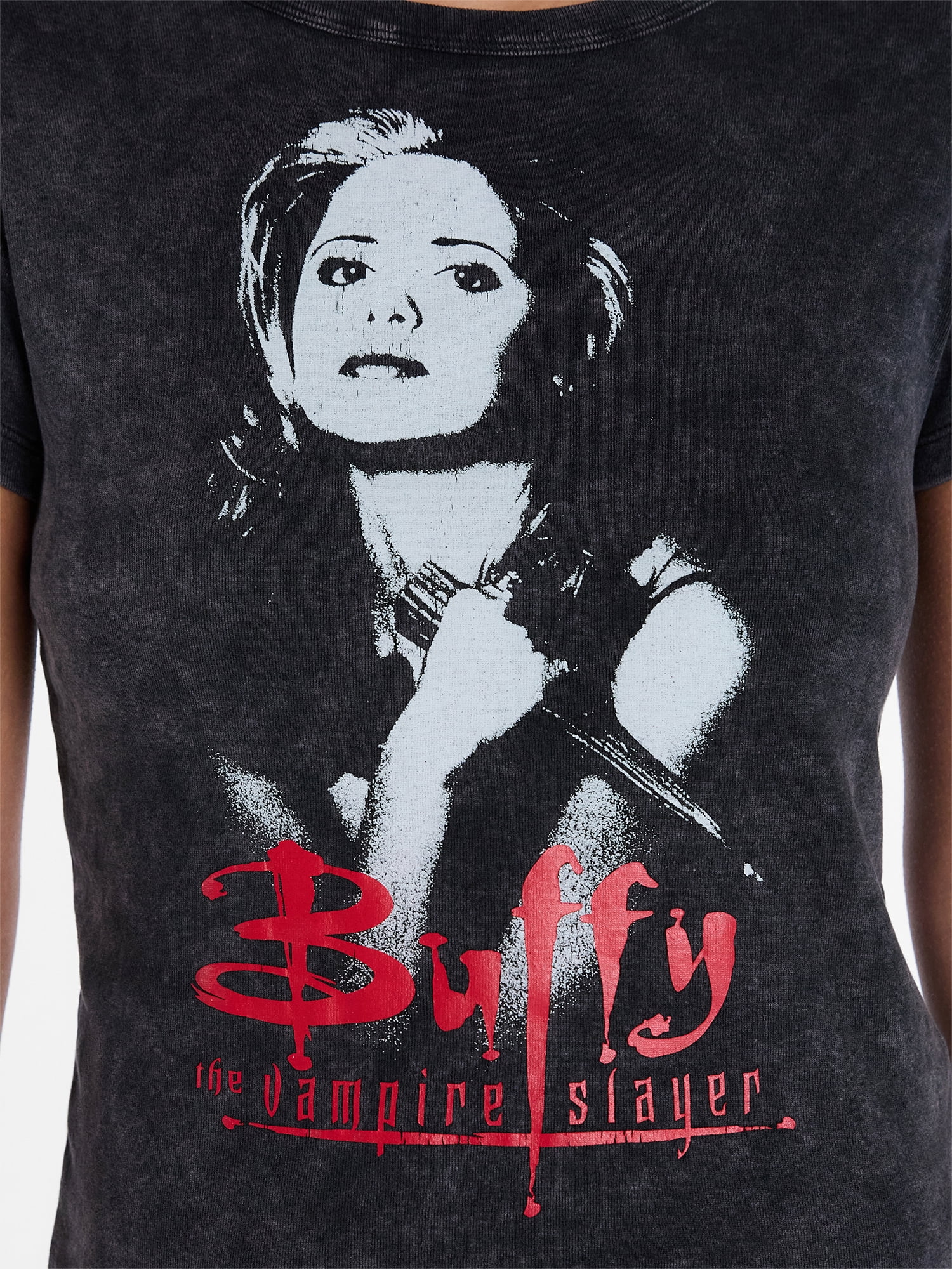 Buffy the Vampire Slayer Women’s Halloween Graphic Print Baby Tee, Sizes XXS–XXL