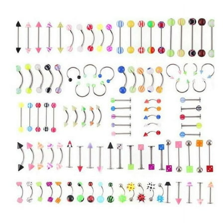 105pcs Body Jewelry Eyebrow Navel Belly Tongue Nose Piercing Bar, Usupdd 2025 105pcs Body Jewelry Eyebrow Navel