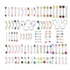 thumbnail image 1 of 105 piezas de joyería corporal para piercing de ceja, ombligo, lengua, nariz, barra., 1 of 5