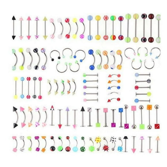 Fiudx Joyous Corporal, Elegantes Anillos En Acero-Inoxidable, Piercings Acrílicos para La Nariz, Piercings Universales Unisex, para Orejas, Cejas y Labios, Colección de Moda, Colores Aleatorios Inclu