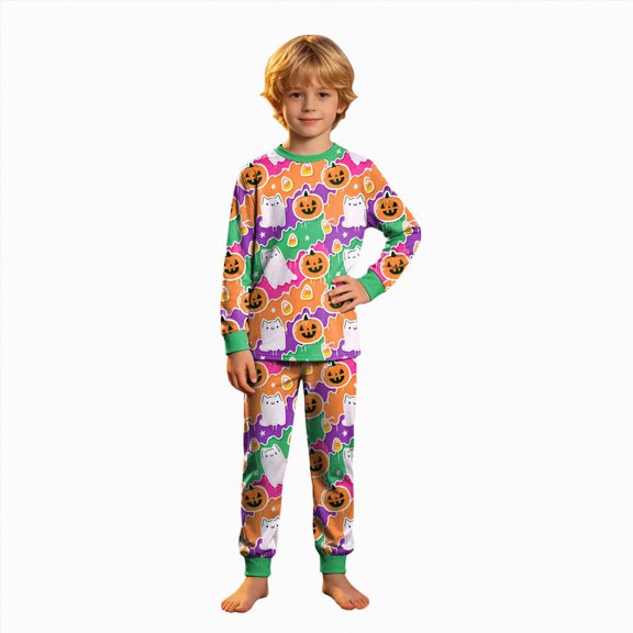 Gubotare Boys Halloween Pajamas Toddler Girls Pajama Set 2 Piece Pjs Set Sleepwear Long Sleeve Top with Bottom Size 8-9 (Mint Green,8-9 Years)