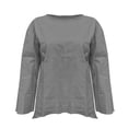 thumbnail image 2 of yunLCZ Womens Long Sleeve Shirts Women's 202 Nine Point Sleeve Round Neck Cotton Linen Loose Casual Versatile Shirt Top T Shirt Womens Long Sleeve Shirts, 2 of 4