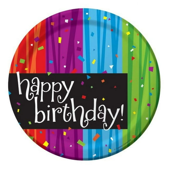 Party Creations Milestone Celebrations Happy Birthday Lunch Plate, 7", 8 Ct