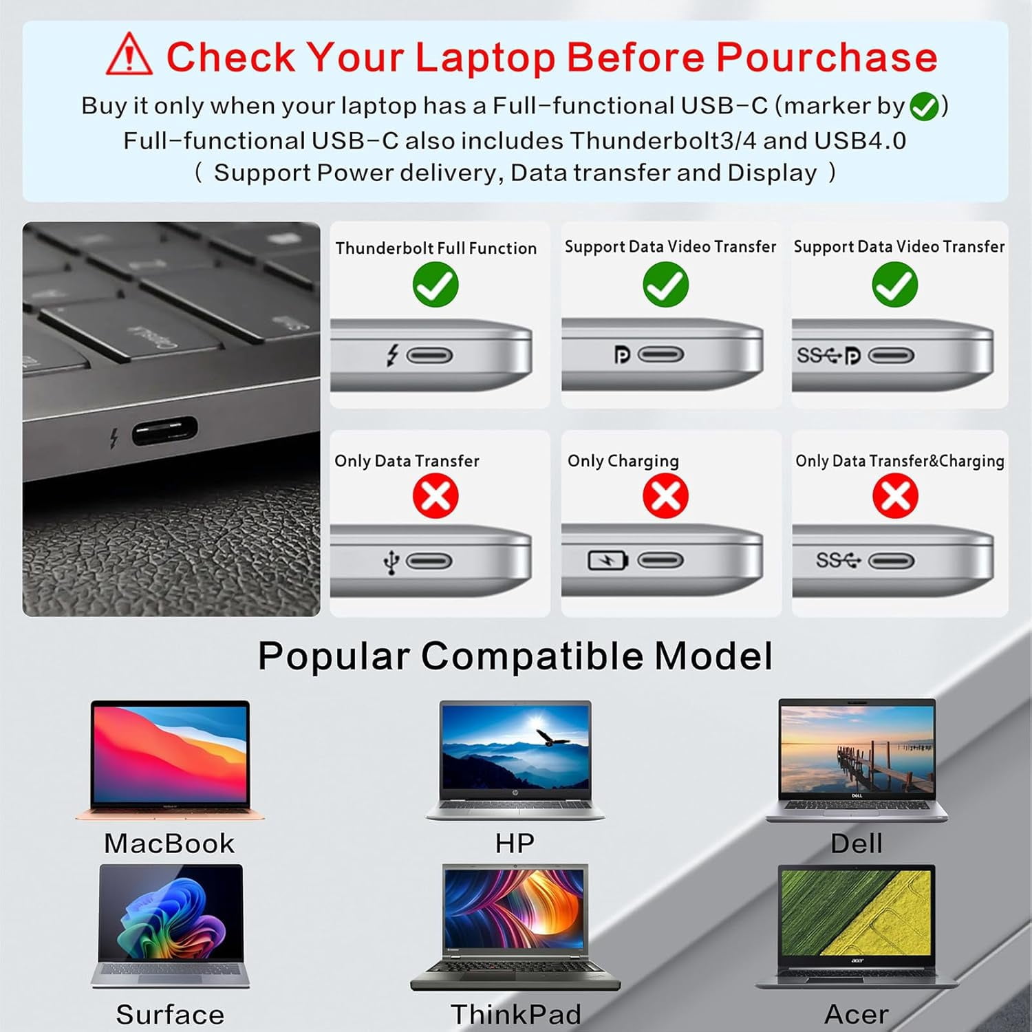 Laptop Docking Station Stand Dual Display 4K  USB3.0 360 Swivel for    Surface with USB-C Hub Multiport Adapter