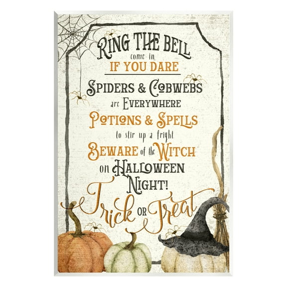 Stupell Industries Vintage Trick or Treat Sign Holiday Painting Unframed Art Print Wall Art, 10 x 15