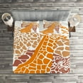 thumbnail image 2 of Ambesonne Giraffe Quilted Coverlet 3 Pcs, Wildlife in Africa, King Size, Orange White and Brown, 2 of 2