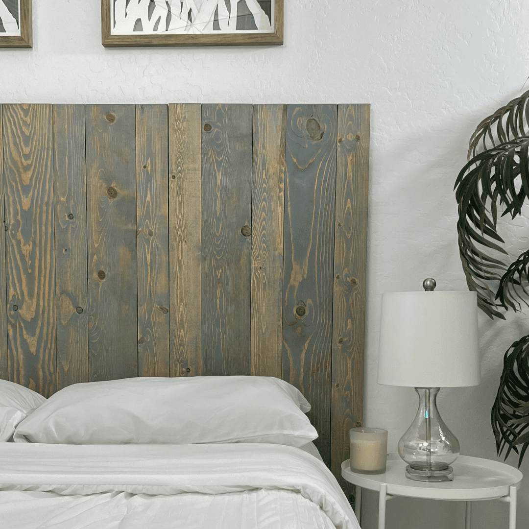 Barn Walls Coastal California King Solid Wood Headboard, Wall Mount, Bluish-Gray