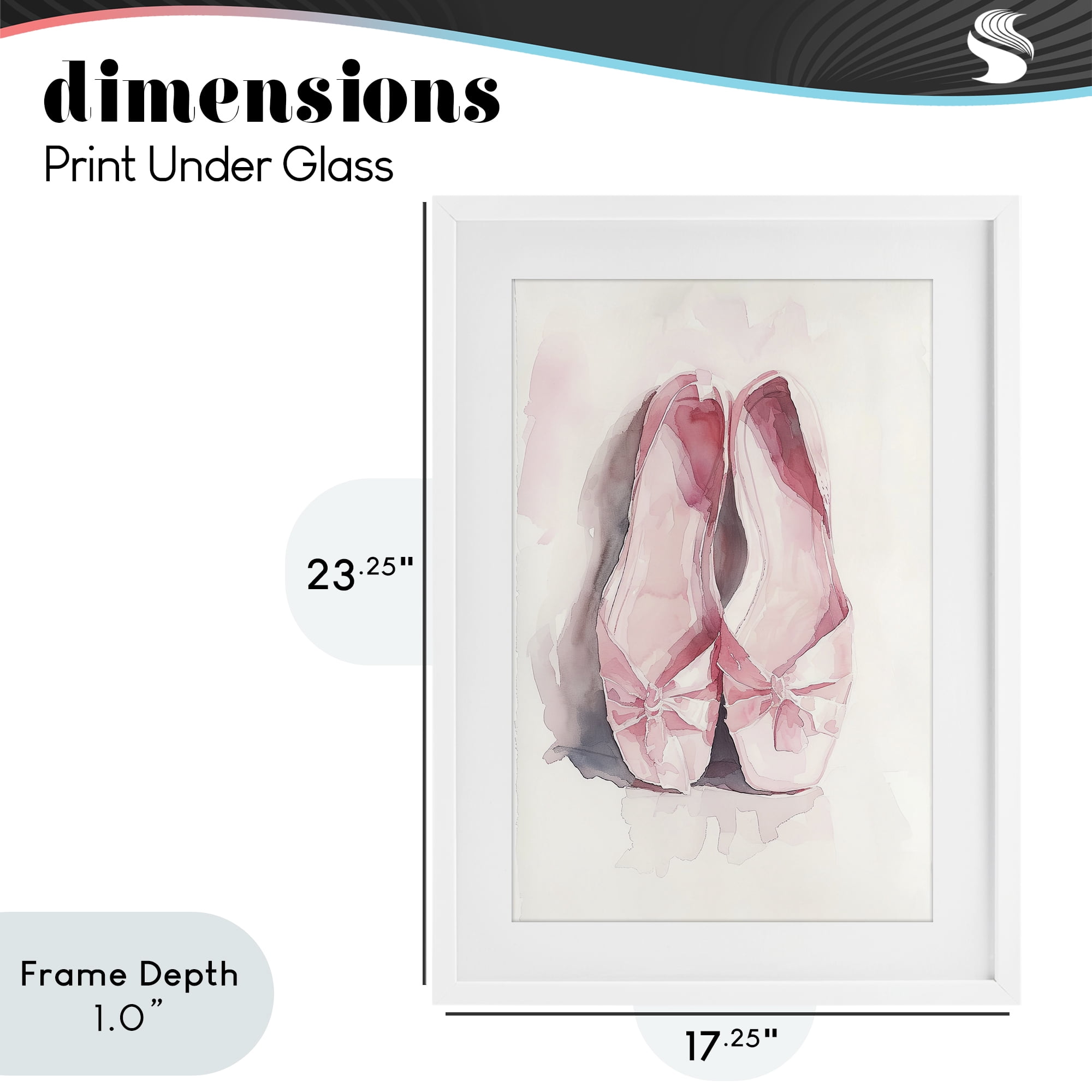Stupell Industries Soft Blush Ballet Slippers White Framed Print Under Glass, design by Ray Powers