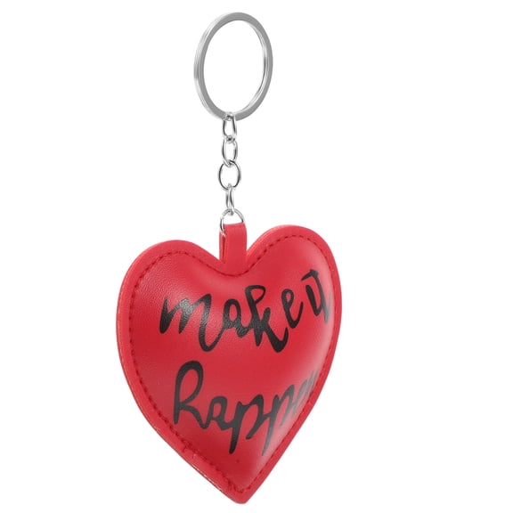 COSMOBETTY Heart Keychain Red Pu Leather 1Pcs 3.3x3.1x0.9In
