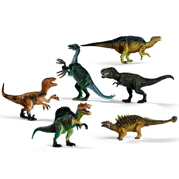 Simba Toys: Dino Set XXL – 6 Large Dinosaur Action Figures, 8-9" Realistic Prehistoric Miniatures, Colorful Animal Toy Playset, Nature World, Kids 3 