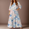 thumbnail image 2 of dGslk Women’s Floral Maxi Dress with 3/4 Sleeves, Lightweight Casual Loose Fit Summer Long Dress for Beach, Party, Vacation, and Daily Wear Beige L, 2 of 2