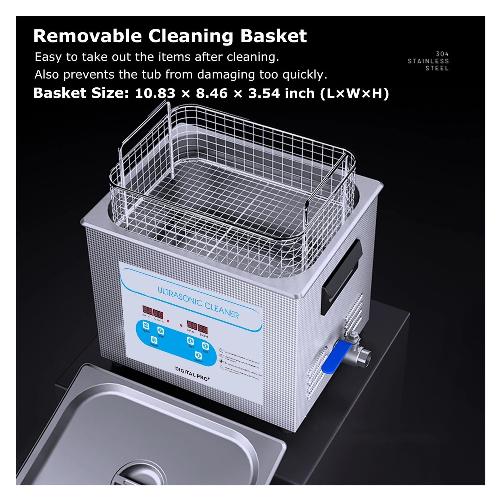10L Ultrasonic Cleaner 40kH Ultrasound Bath Heated Ultrasonic Cleaning Machine for Carburetor, Tools, Industrial Parts etc