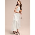 thumbnail image 5 of Drtj 2-14T Junior Flower Girl A-line Scoop Asymmetrical Satin Wedding Bridesmaid Cascading Ruffles Dress, 5 of 6