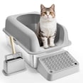thumbnail image 1 of Caja de arena para gatos VEVOR de acero inoxidable XL cerrada con tapa, 1 of 9