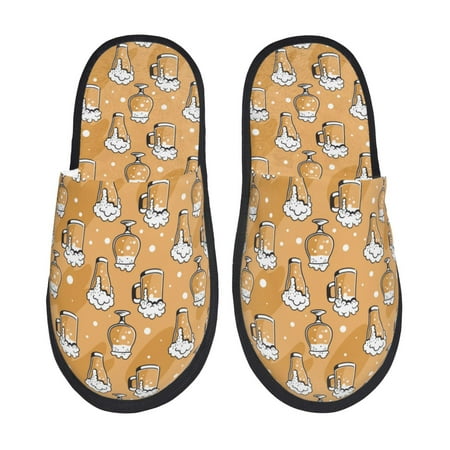 

Adobk Beer In Glasses Print Slippers Indoor Outdoor Retro Slippers House Soft Fluffy Slides Cushion Furry Slippers-Large
