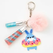 Claire's Donut Bunny Lip Gloss Keychain,Silicone, Metal