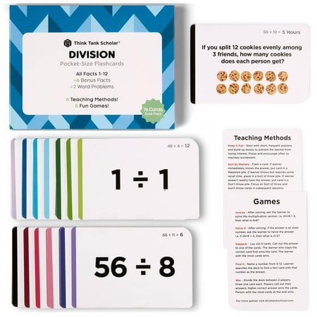 Think Tank Scholar Pocket Math Learn Division Flash Cards (All Facts 1-12) Size: 3.7 x 2.5