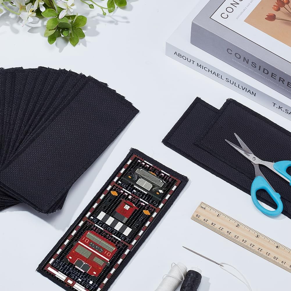 30 Pcs Blank Cross Stitch Bookmark Rectangle Cotton Fabric Book
