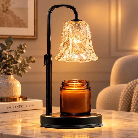 ULTREMA Candle Warmer Lamp with Timer & Dimmer, Adjustable Height Wax Melter with Glass Shade for Jar Candles, Bedroom & Home Decor