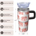 thumbnail image 3 of 20oz elephant Stainless Steel Tumbler with Handle and Straw Insulated Travel Water Bottle Coffee Mug with Lid and Straw Ideal for Home Office Outdoor Use Gift for Women Men, 3 of 6
